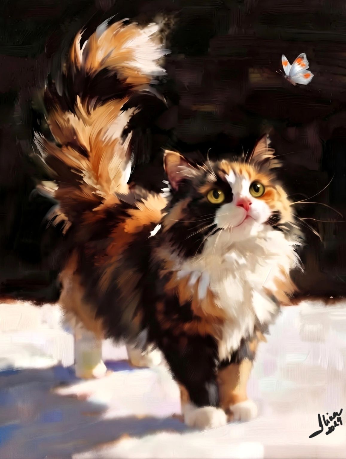 ArteDiAlina.com painting: Feline curiosity
